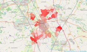 Heatmap of property prices in Middlewich