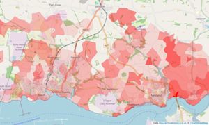 Heatmap of property prices in Milford Haven