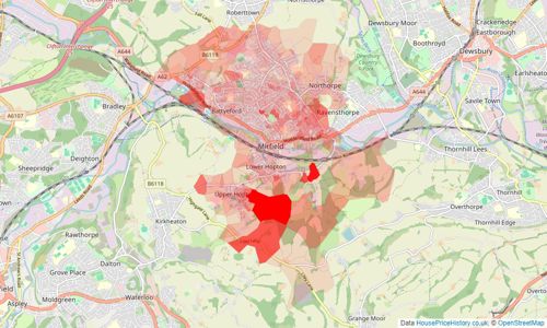 Heatmap of property prices in Mirfield