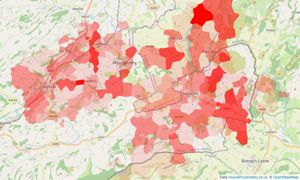 Heatmap of property prices in Montgomery