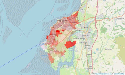 Heatmap of property prices in Morecambe