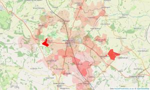 Heatmap of property prices in Moreton-in-marsh