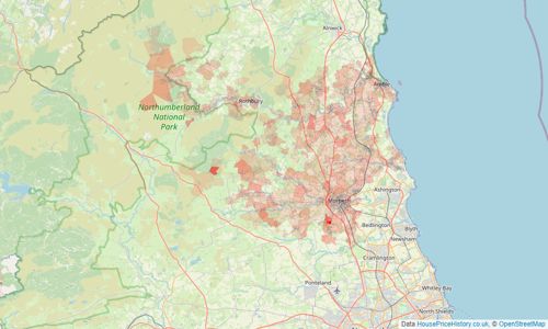 Heatmap of property prices in Morpeth