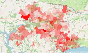 Heatmap of property prices in Narberth