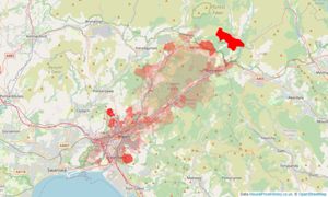 Heatmap of property prices in Cwmgwrach, Neath