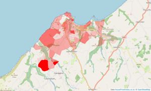 Heatmap of property prices in New Quay