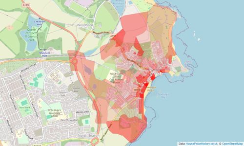 Heatmap of property prices in Newbiggin-by-the-sea