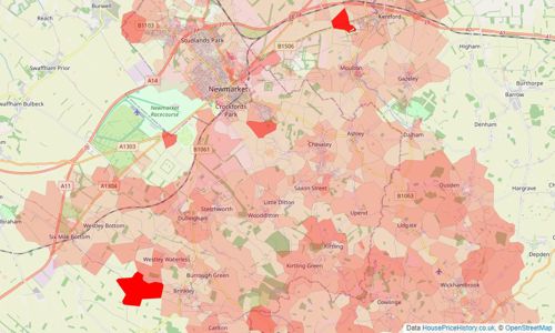 Heatmap of property prices in Newmarket