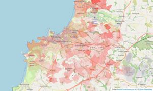 Heatmap of property prices in Newquay