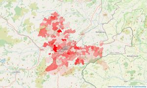 Heatmap of property prices in Newtown