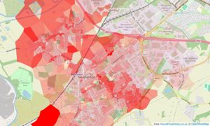 Heatmap of property prices in Normanton