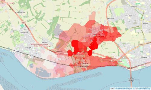 Heatmap of property prices in North Ferriby