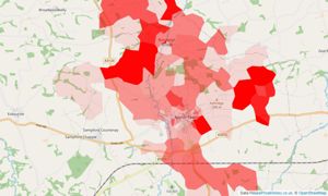 Heatmap of property prices in North Tawton