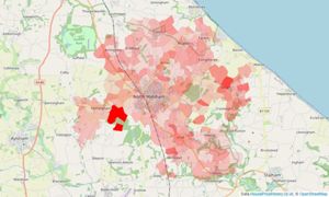 Heatmap of property prices in North Walsham