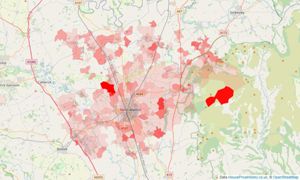 Heatmap of property prices in Northallerton