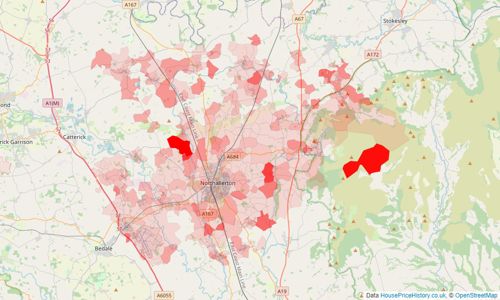 Heatmap of property prices in Northallerton