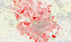 Heatmap of property prices in Upton, Northampton