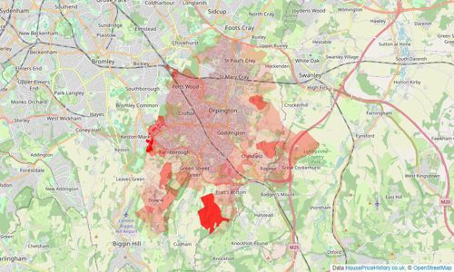 Heatmap of property prices in Orpington