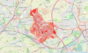 Heatmap of property prices in Ossett