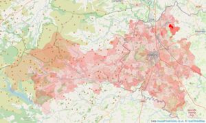 Heatmap of property prices in Oswestry