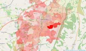 Heatmap of property prices in Ottery St Mary