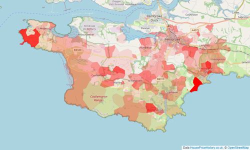 Heatmap of property prices in Pembroke