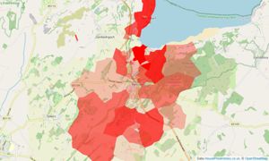 Heatmap of property prices in Pentraeth