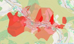 Heatmap of property prices in Pentre