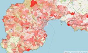 Heatmap of property prices in Penzance