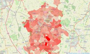 Heatmap of property prices in Little Comberton, Pershore