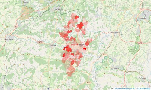 Heatmap of property prices in Petworth