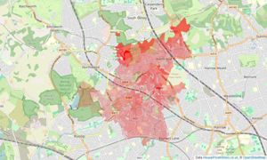 Heatmap of property prices in Pinner