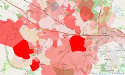 Heatmap of property prices in Polegate