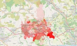 Heatmap of property prices in Pontyclun