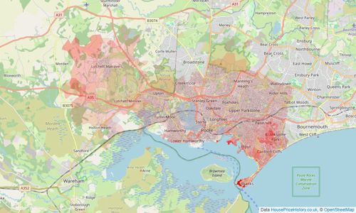 Heatmap of property prices in Poole