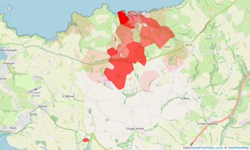 Heatmap of property prices in Port Isaac