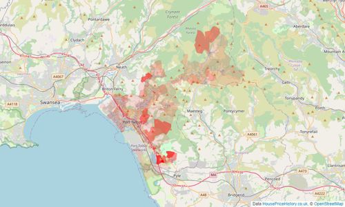 Heatmap of property prices in Port Talbot