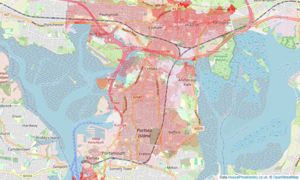 Heatmap of property prices in Portsmouth