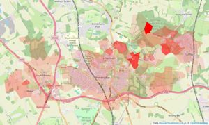 Heatmap of property prices in Potters Bar