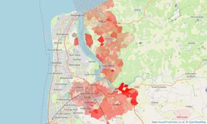 Heatmap of property prices in Poulton-le-fylde