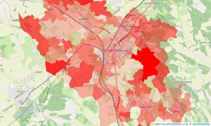 Heatmap of property prices in Princes Risborough