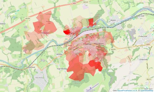 Heatmap of property prices in Prudhoe