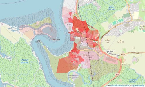 Heatmap of property prices in Queenborough