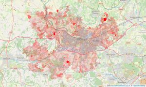 Heatmap of property prices in Tilehurst, Reading