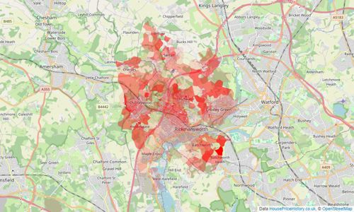 Heatmap of property prices in Rickmansworth