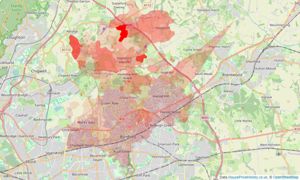 Heatmap of property prices in Harold Wood, Romford