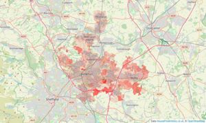 Heatmap of property prices in Maltby, Rotherham