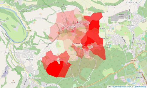 Heatmap of property prices in Ruardean