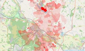 Heatmap of property prices in Rugeley