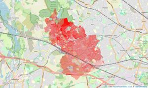 Heatmap of property prices in Ruislip